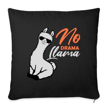 Pas de drame Lama Lunettes de soleil cool assis détendu - Housse de coussin décorative 45 x 45 cm - noir - Devant