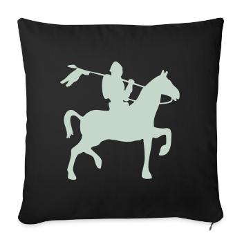 Chevalier guerrier à cheval - Housse de coussin décorative 45 x 45 cm - noir - Devant