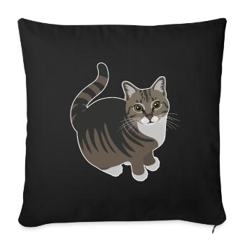 tabby cat with white paws - Sofa pillowcase 17,3'' x 17,3'' (45 x 45 cm) - black - Front