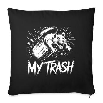 Aggressive rat in the trash can – My Trash - Sofa pillowcase 17,3'' x 17,3'' (45 x 45 cm) - black - Front