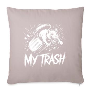 Aggressive Ratte im Mülleimer – My Trash - Sofakissenbezug 45 x 45 cm - helles Taupe - Vorne