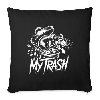 Aggressive rat in the trash can – My Trash Fun - Sofa pillowcase 17,3'' x 17,3'' (45 x 45 cm) - black - Front