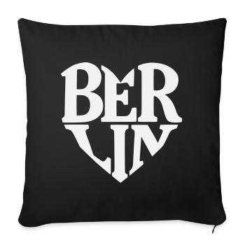 Berlin Heart Font Logo - Sofa pillowcase 17,3'' x 17,3'' (45 x 45 cm) - black - Front