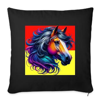 cheval - Housse de coussin décorative 45 x 45 cm - noir - Devant