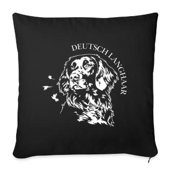 Portrait allemand à poil long Chiens de chasse Chiens Wilsigns - Housse de coussin décorative 45 x 45 cm - noir - Devant