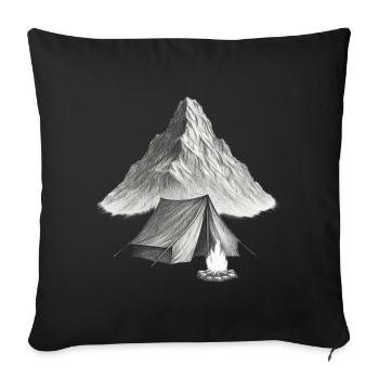 Mountain tent by the fire - Sofa pillowcase 17,3'' x 17,3'' (45 x 45 cm) - black - Front