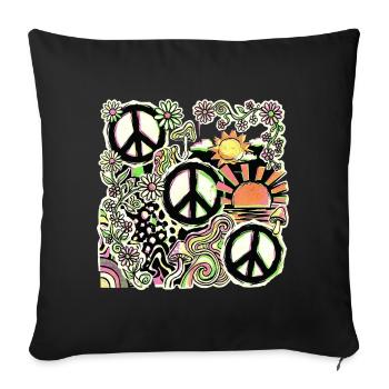 Paix Hippie, Flower Stop The War - Housse de coussin décorative 45 x 45 cm - noir - Devant