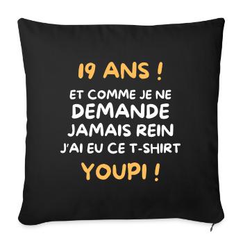 Funny Draw Boy Teen 19 Years Funny Birthday 19 - Housse de coussin décorative 45 x 45 cm - noir - Devant