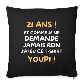 Funny Draw Boy Teen 21 Years Funny Birthday 21 - Housse de coussin décorative 45 x 45 cm - noir - Devant