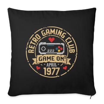 Avril 1977 Anniversaire avril 1977 Rétro - Housse de coussin décorative 45 x 45 cm - noir - Devant