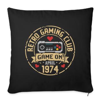 Avril 1974 Anniversaire avril 1974 Rétro - Housse de coussin décorative 45 x 45 cm - noir - Devant
