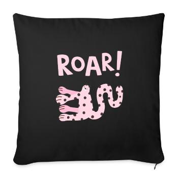 Roar Animal mignon, design de dessin animé drôle - Housse de coussin décorative 45 x 45 cm - noir - Devant