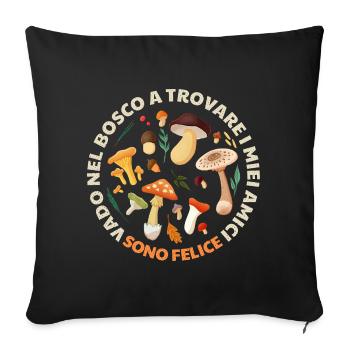 Mushrooms of the Circle Forest - Sofa pillowcase 17,3'' x 17,3'' (45 x 45 cm) - black - Front