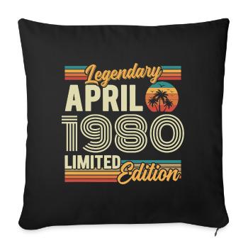 April 1980 46th Anniversary Gift - April 1980 - Sofa pillowcase 17,3'' x 17,3'' (45 x 45 cm) - black - Front