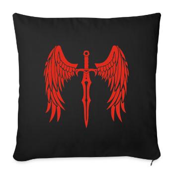 épée ailée rouge - Housse de coussin décorative 45 x 45 cm - noir - Devant