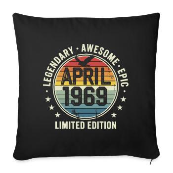 Édition Limitée Avril 1969 - Design Vintage 1969 - Housse de coussin décorative 45 x 45 cm - noir - Devant