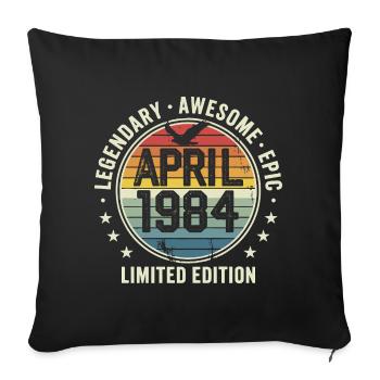 Limited Edition April 1984 - Vintage Design 1984 - Sofa pillowcase 17,3'' x 17,3'' (45 x 45 cm) - black - Front