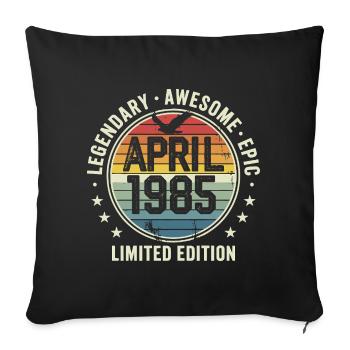 Édition Limitée Avril 1985 - Design Vintage 1985 - Housse de coussin décorative 45 x 45 cm - noir - Devant