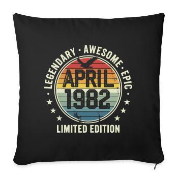 Limited Edition April 1982 - Vintage Design 1982 - Sofa pillowcase 17,3'' x 17,3'' (45 x 45 cm) - black - Front
