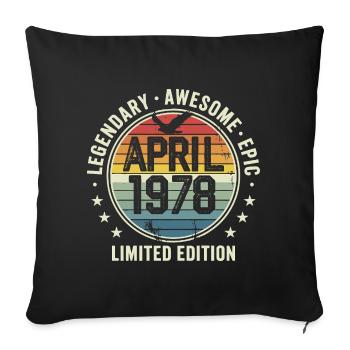 Limited Edition April 1978 - Vintage Design 1978 - Sofa pillowcase 17,3'' x 17,3'' (45 x 45 cm) - black - Front