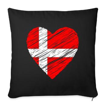 Danish Heart — Denmark Flag Brush - Sofa pillowcase 17,3'' x 17,3'' (45 x 45 cm) - black - Front