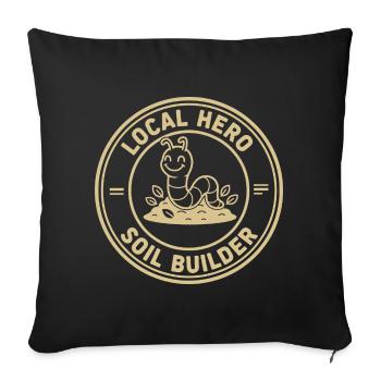 Earthworm Nature Gardener Horticulture Ecological - Sofa pillowcase 17,3'' x 17,3'' (45 x 45 cm) - black - Front