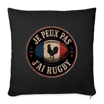 Je Peux Pas J'ai Rugby 2026 - Housse de coussin décorative 45 x 45 cm - noir - Devant
