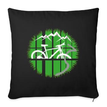 Bergbike im Gridfenster - Sofakissenbezug 45 x 45 cm - Schwarz - Vorne