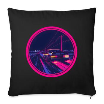 Retro Synthwave Cyberpunk Neon-Auto - Sofakissenbezug 45 x 45 cm - Schwarz - Vorne