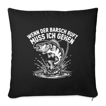Barsch Angeln - Sofakissenbezug 45 x 45 cm - Schwarz - Vorne