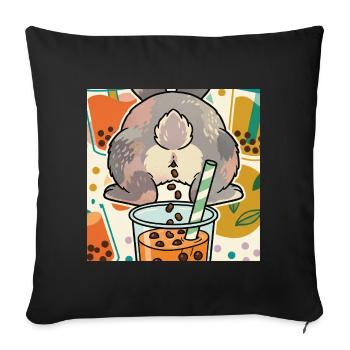 Bubble Tea Boba Drôle de Lapin mignon - Housse de coussin décorative 45 x 45 cm - noir - Devant
