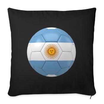 ARGENTINIENS FLAGGE AUF EINEM FUSSBALL - Sofakissenbezug 45 x 45 cm - Schwarz - Vorne