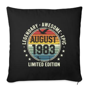 Legendary August 1983 Retro Vintage Anniversary - Sofa pillowcase 17,3'' x 17,3'' (45 x 45 cm) - black - Front