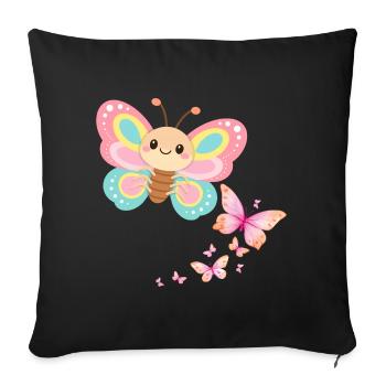 Pastellschmetterling Motiv - Sofakissenbezug 45 x 45 cm - Schwarz - Vorne