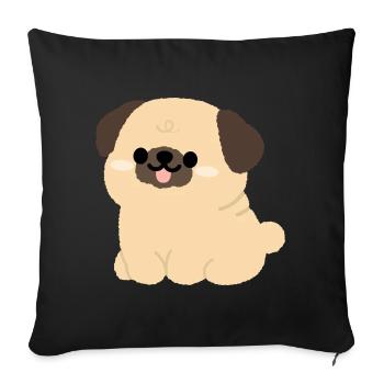 Mops-Plüsch-Anhänger - Sofakissenbezug 45 x 45 cm - Schwarz - Vorne