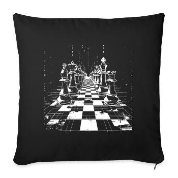 Schach Zeichnung - Sofakissenbezug 45 x 45 cm - Schwarz - Vorne
