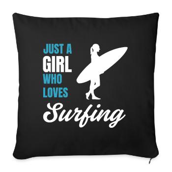 Surfer Girl Beach Lover Gift for Women - Sofa pillowcase 17,3'' x 17,3'' (45 x 45 cm) - black - Front