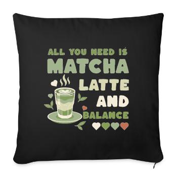 Motif d’équilibre du Matcha Latte - Housse de coussin décorative 45 x 45 cm - noir - Devant