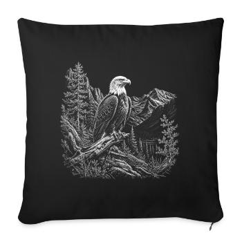 Pygargues à tête blanche dans un paysage montagneux paisible - Housse de coussin décorative 45 x 45 cm - noir - Devant