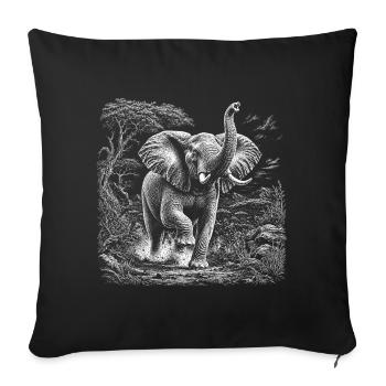 Wilder Elefant in afrikanischer Savanne - Sofakissenbezug 45 x 45 cm - Schwarz - Vorne