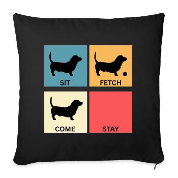 Basset Hound Dog Lover Gift for Dog Mom - Sofa pillowcase 17,3'' x 17,3'' (45 x 45 cm) - black - Front