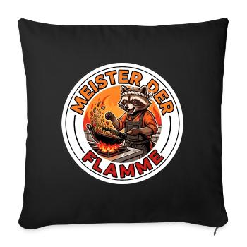 Asiatische Streetfood Wok Küche Meister Motiv - Sofakissenbezug 45 x 45 cm - Schwarz - Vorne