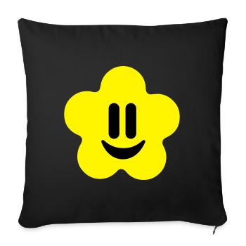 flower power smiley - Housse de coussin décorative 45 x 45 cm - noir - Devant