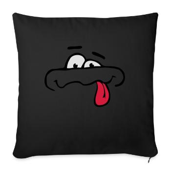 Drôle de bande dessinée Visage Langue Sortir - Housse de coussin décorative 45 x 45 cm - noir - Devant