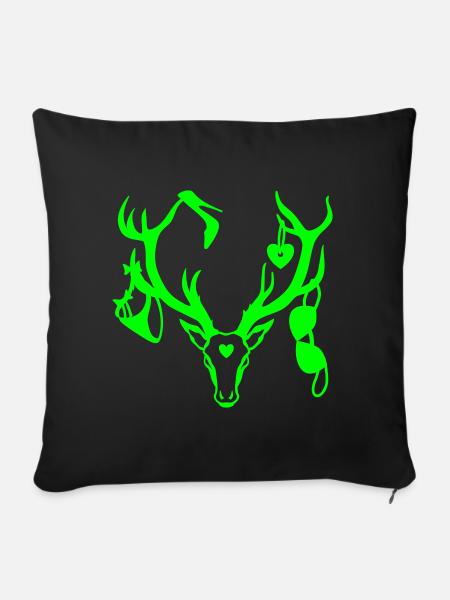 Hirsch mit Beute / Brunftzeit 1c - Sofakissenbezug 45 x 45 cm - Schwarz