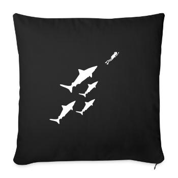 Requins plongeur plongée en mer plongée en apnée - Housse de coussin décorative 45 x 45 cm - noir - Devant