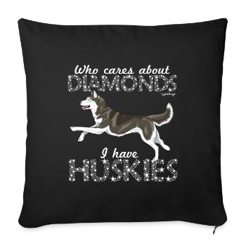 Siberian Husky Diamonds2 - Sofakissenbezug 45 x 45 cm - Schwarz - Vorne