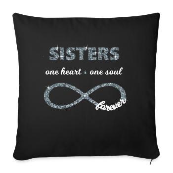 Sisters one heart one soul, Infinity Glitzer 8 BFF - Sofakissenbezug 45 x 45 cm - Schwarz - Vorne