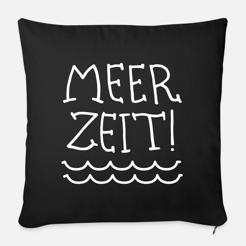 Meer Zeit Schriftzug - Sofakissenbezug 45 x 45 cm - Schwarz