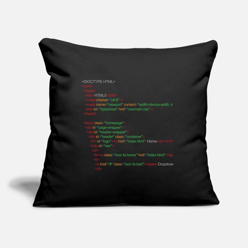 Code HTML5 Housse de coussin décorative 45 x 45 cm